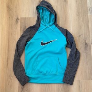 Nike Aqua Gray Sweatahirt Hoodie Athena Fit Small Cowel Neck